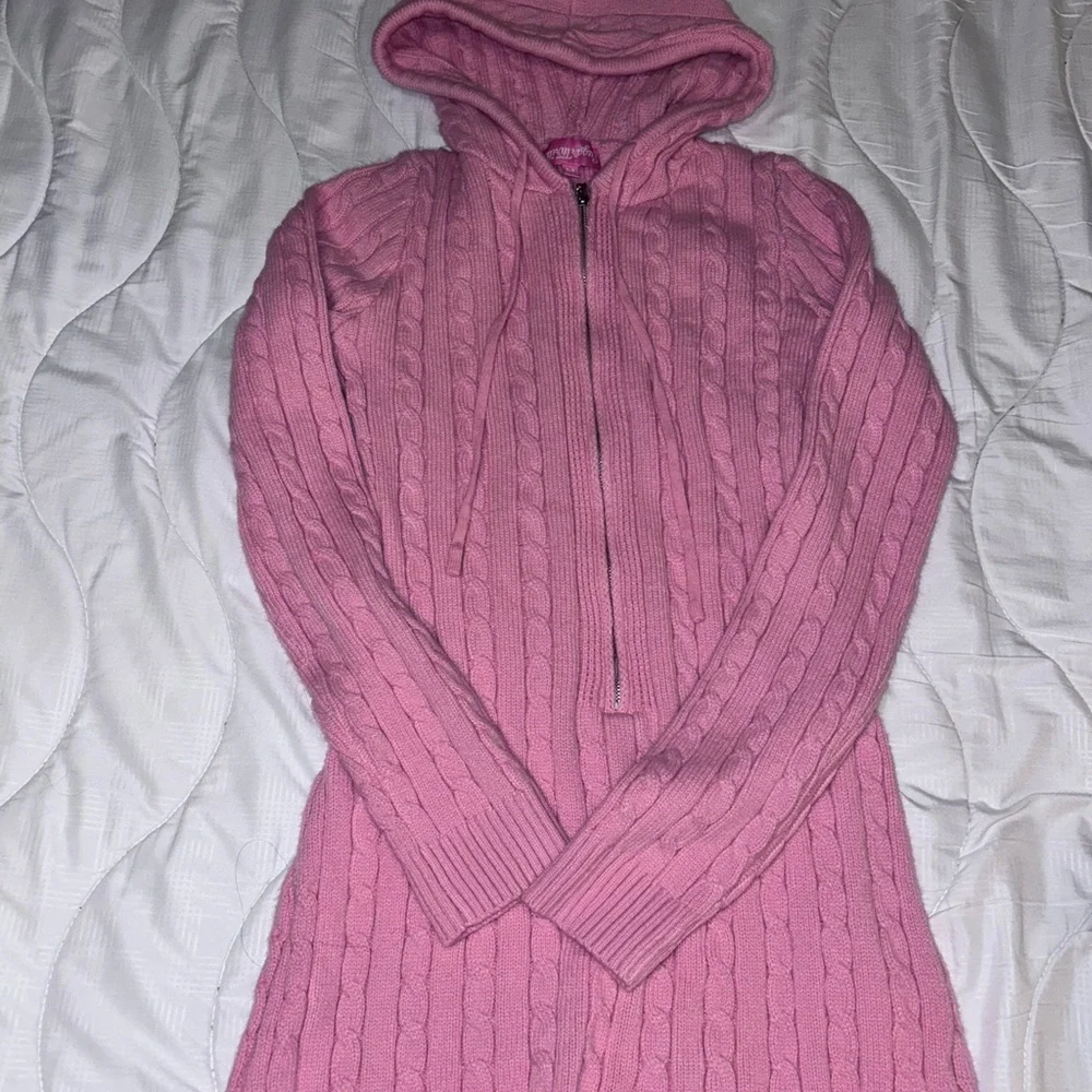 Sugar Thrillz Pink Cable Knit Sweater Romper - Picture 3 of 3